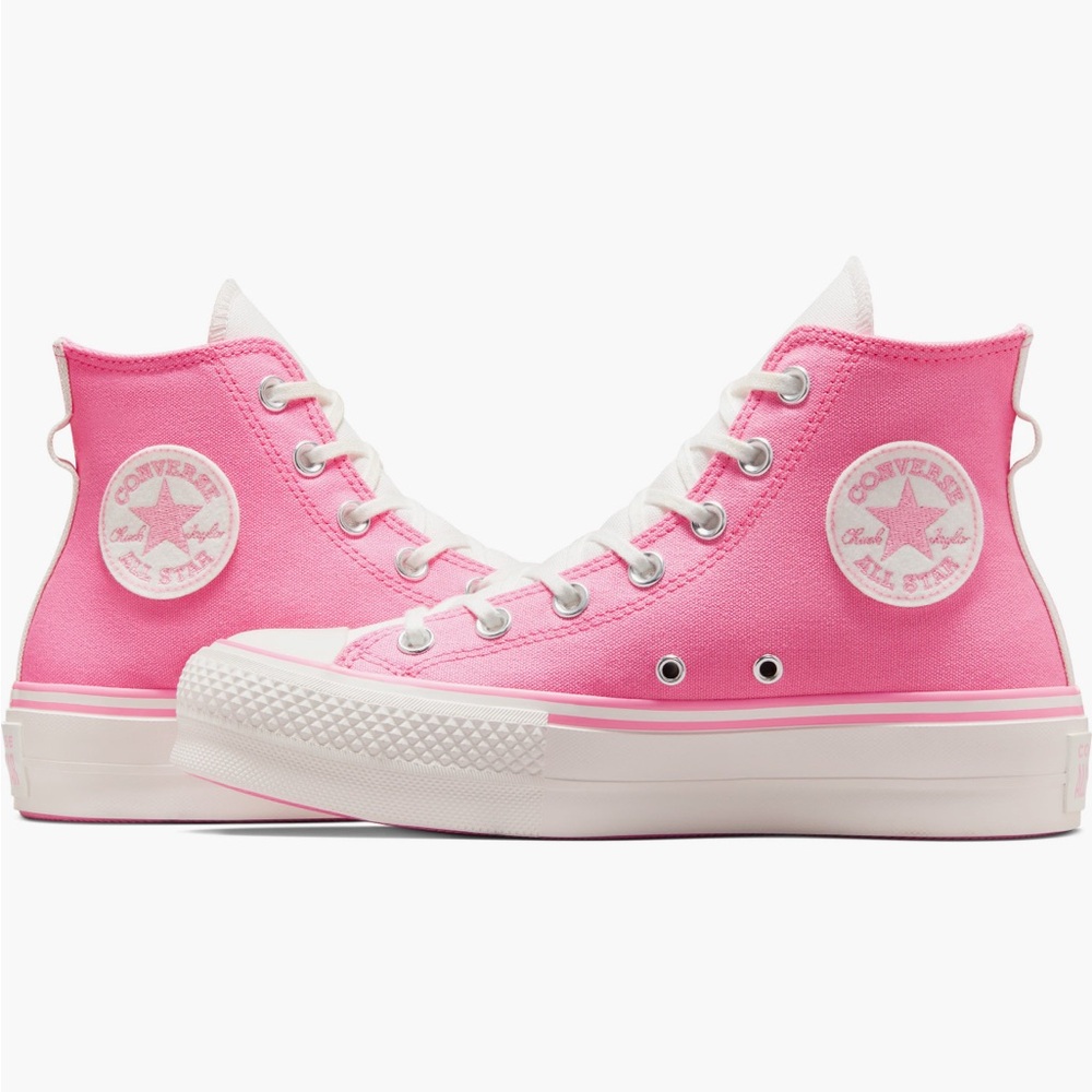 Converse Pink High-Top Platform Sneakers with White Accents